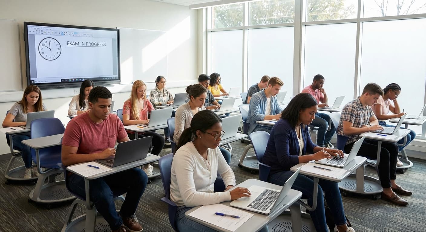 Students taking pre-exam evaluation