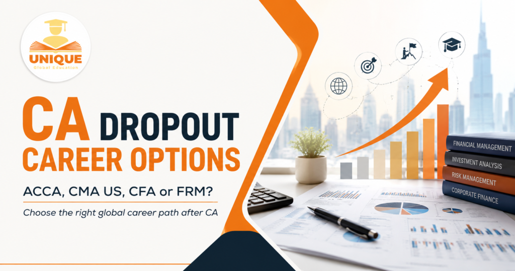 CA dropout career options including ACCA, CMA US, CFA and FRM for students looking for alternative finance career paths.