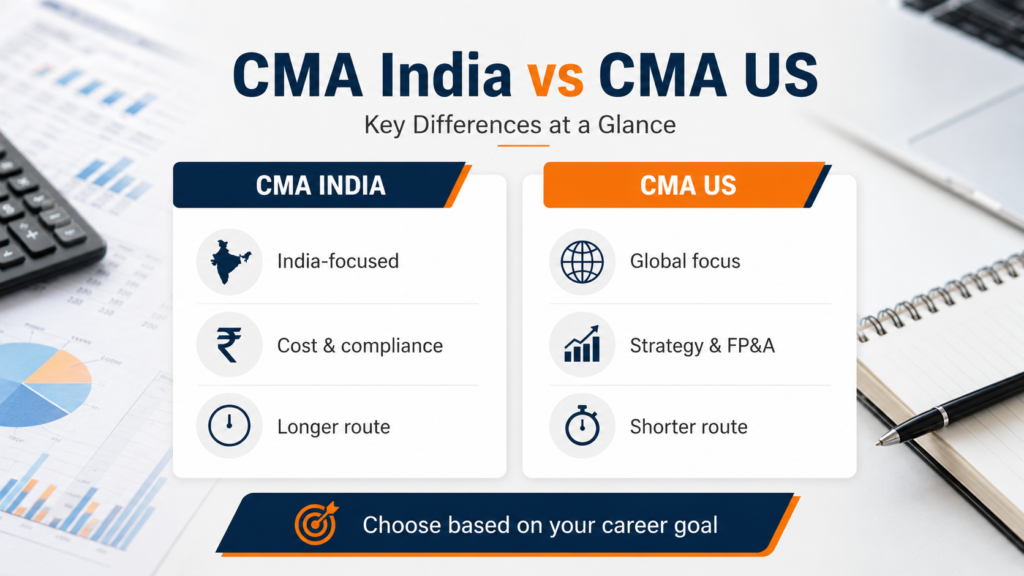 CMA India vs CMA US key differences in focus, career scope and course duration