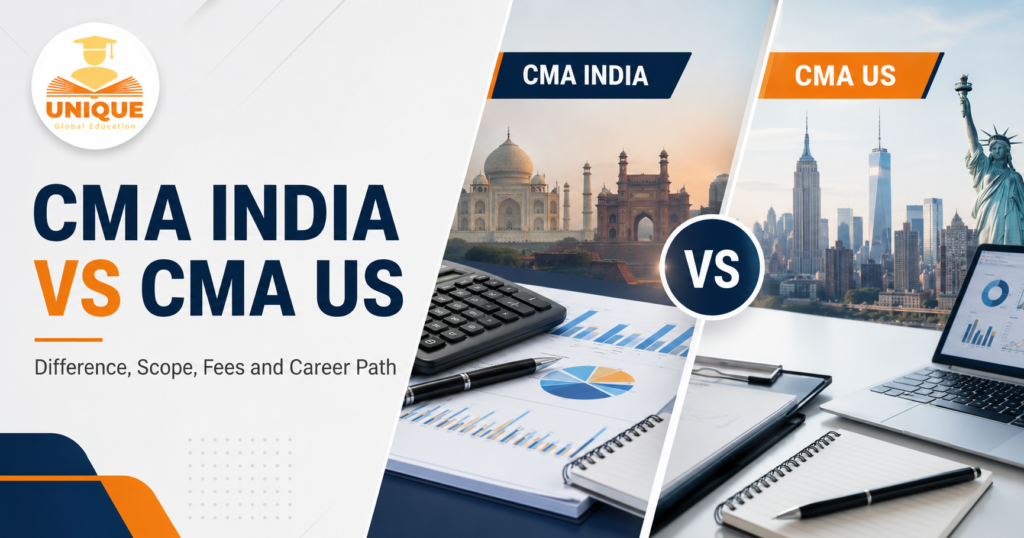 CMA India vs CMA US comparison showing differences, scope, fees and career path