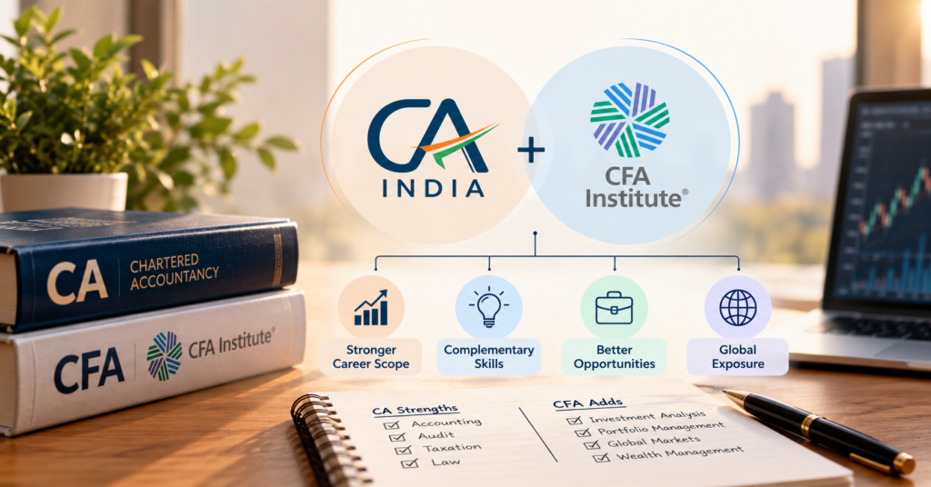 The CA + CFA combination brings together accounting expertise and investment-focused skills for wider career opportunities.